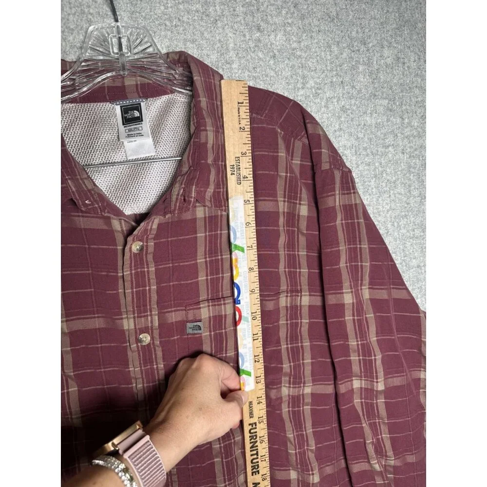 The North Face Mens XXL Shirt Button Long Sleeve Plaid Red Collared Top Casual‎
